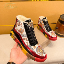 High-top mens shoes European station autumn and winter wool warm luxury big-name casual shoes thick-soled non-slip trendy Korean shoes