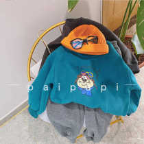 Children plus velvet South Korea winter New Boy Lake water blue thick clothes girl warm Korean version tide