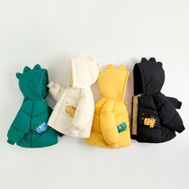 Childrens cotton-padded clothes new small children plus velvet thickened warm cotton-padded jacket men and women baby dinosaur coat childrens cotton-padded winter