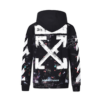 Off White autumn winter couple loose hooded sweater OW long sleeve starry sky fireworks print coat top tide