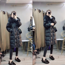 Niche counter with anti-Season design sense Black slim body long down jacket women 2021 Winter New