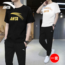 Anta Sports Suit Mens Clothing 2022 Summer New Casual Round Collar Trend Short Sleeve Gym Gym Two Sets
