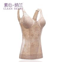 Export orders thin with chest pad without steel ring bra one-piece bottoming vest womens body-shaping shirt top stomach stomach