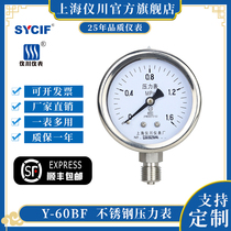 Shanghai Yichuan instrument Y-60BF 304 stainless steel pressure gauge high temperature and corrosion resistance vacuum hydraulic pressure