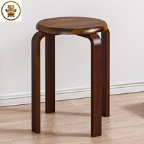 Solid Wood small round stool home round small apartment dormitory black hotel simple door classical office adults