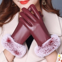 Waterproof leather gloves mens autumn and winter touch screen female motorcycle cold plus velvet thickened warm winter windproof