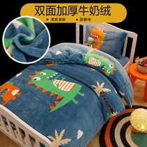 Children's plush quilt kindergarten afternoon double-sided velvet winter padded baby nap kit milk velvet quilt cover