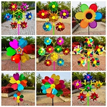 Outdoor windmill hanging rotating kindergarten decoration pendant push childrens toy DIY handmade wooden pole large