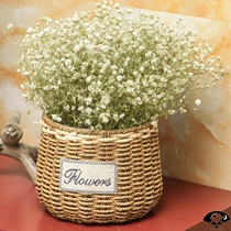European-style rattan straw weaving green plant pastoral flower pot creative weaving flower arrangement small flower basket willow green potted flower pot