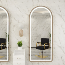 Barber shop mirror hair salon special wall-mounted hairdressing mirror table single-sided integrated floor mirror with light luminous mirror