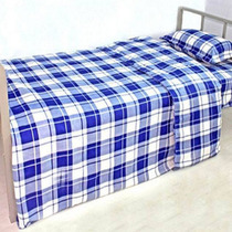 Standard school up and down no ball student dorm room single blue white plaid bed cover three pieces
