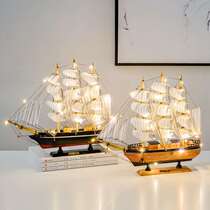 Smooth sailing sailing model living room TV cabinet Creative Pirate craft boat knickknacks decorative wooden boat ornaments