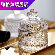 French relief retro Crystal dried fruit food glass candy jar jewelry storage box Storage Jar Ornaments sugar tank