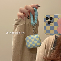 Korean wind checkerboard lattice spring lanyard for AirPods protective cover AirPodsPro Apple headphone cover airpods2 wireless Bluetooth 3 generation airpodspo
