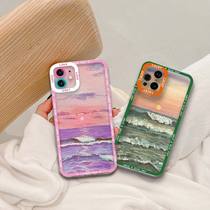 Waves OPPOFINDX5PRO mobile phone shell oppo transparent FINDX3PRO curved screen sunset scenery FINDX5 oil painting meritocratic wind new silicone tpu