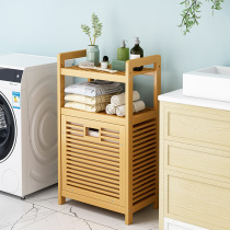 Solid Wood multifunctional shelf multi-layer large dirty clothes basket storage floor toilet basket bathroom clothes