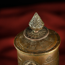 Niu Jianfengtang} Tibetan tantric old instruments Tibetan exquisite craftsmanship red sandalwood sterling silver old warp tube meritorious merit