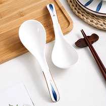 Japanese ceramic soup long handle big spoon household soup spoon net red thick Spoon creative hand-painted spoon