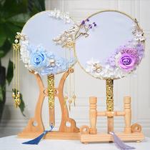 Chinese style ancient style group fan lo fan Childrens female immortal flower handmade dried flower diy material package homemade
