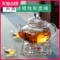 Heat-resistant glass teapot set Household explosion-proof tea maker Electric ceramic stove can heat the teapot base with candles