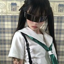 A pair of clothes ~ Japanese tie-up wig female jk long curly hair Loli soft girl cute braid double ponytail wig