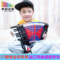 Tianyi accordion 17 keys 8 bass Children adult students Beginners self-study introductory musical instrument enlightenment send strap