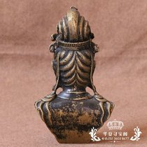Subordination parish antique bronze ware pure copper like ancient playing brass fine black bag paste Guanyin Bodhisattva bust bronze statue