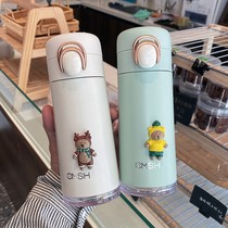 High value simple 304 stainless steel thermos cup creative portable with straw water Cup girl heart Japanese exquisite