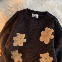  Japanese cute bear pattern sweater 2020 new womens trend brand retro loose couple sweater wild tide