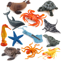 Simulation of marine biological animal large lobster great white shark fish crab sea turtle dolphin model childrens toy