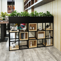 Iron restaurant partition decorative flower rack office shelf industrial wind card seat green plant fence low partition screen