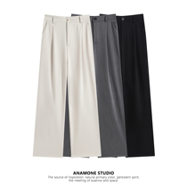 ANAMONE Sensation Western Pants Woman 100 lap high waist loose Lean Temperament Korean version straight cylinder casual Western pants trousers Long pants