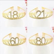 New European and American birthday cake Crown digital birthday hat bride party banquet rhinestones hair hoop