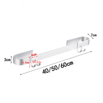 Manufacturer bathroom towel bar Bathroom single-layer hanging rod with movable hook punch-free space aluminum towel bar