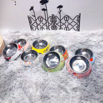 Pet supplies cartoon melamine stainless steel cat bowl dog Single Bowl dog food basin non-slip easy to clean cat and dog Universal