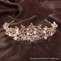 Korean new handmade beaded bride high-end crown childrens performance Crown girl birthday party jewelry