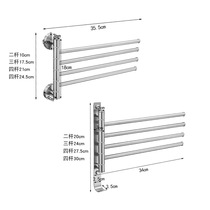Manufacturer bathroom rotating towel rack bathroom folding movable towel bar punch-free stainless steel towel bar