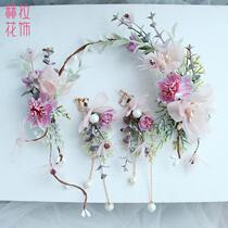 Hera Bride floral headdress Bride Headwear Korean Silk Yarn Flower Hair Accessories Set Wedding Accessories