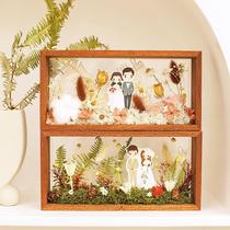 Wooden photo frame dried flower preservation diy flower art hollow three-dimensional double-sided transparent acrylic display box set table