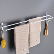 Space aluminum towel bar black non-hole towel rack bathroom towel rack bathroom pendant towel rack rack