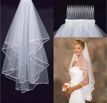 New product two-layer ribbon bat-style veil white off-white bride wedding veil comb wholesale and retail