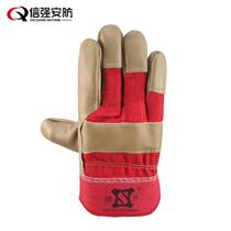 First layer cowhide short leather welding gloves anti-cut wear-resistant welder special labor protection gloves spot wholesale