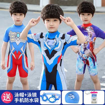 Childrens Ultraman swimsuit Swimming Trunks Swimsuit Boy Boy Zeta Sero Obdiga Swimsuit Quick-drying swimming cap