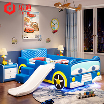 Childrens bed boy bed sports car car leather bedroom soft bag slide sports car cartoon boy single bed