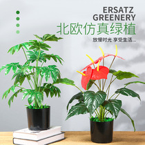 Nordic ins simulation small potted plant decoration living room desktop ornaments potted home fake green bonsai factory wholesale