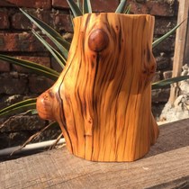 With the shape of solid wood pen holder Taihang Cliff aging material with the shape of the tiger skin tumor scar protruding high 15