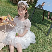 Girls dress Summer new children cake dress little girl Princess skirt Skirt Ocean Air Polo Dot Fashion Breathable Mesh Dress