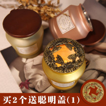 SKINNY TAN solid wood sealed lid glass candle aromatherapy smokeless fragrance natural plant essential oil soy wax