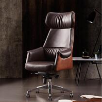 Business Italian light luxury simple comfortable big class Boss chair cowhide study computer chair President high-end brand