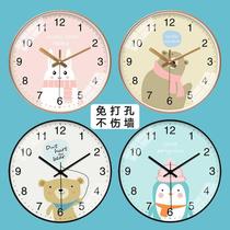 Ultra-quiet creative cartoon wall clock simple modern personality clock home living room clock